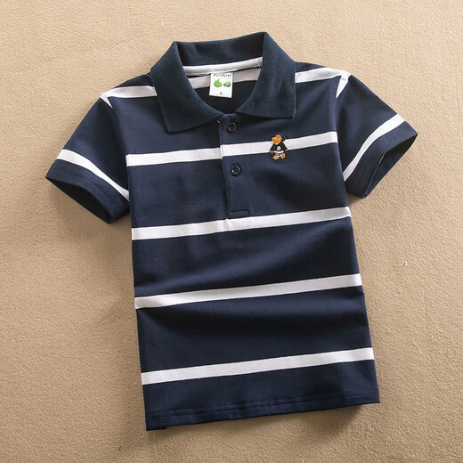 Ropa para niños Camiseta de manga corta Camiseta de verano para niños Camiseta de rayas de solapa de solapa infantil de manga intermedia