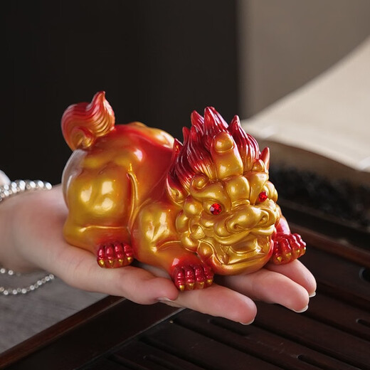 Flush color-changing ornaments, color-changing Pixiu tea pets, can be raised and played with, tea table ornaments, high-end tea tables, lucky tea pet boutiques, Huoyun Pixiu ornaments, male-gold