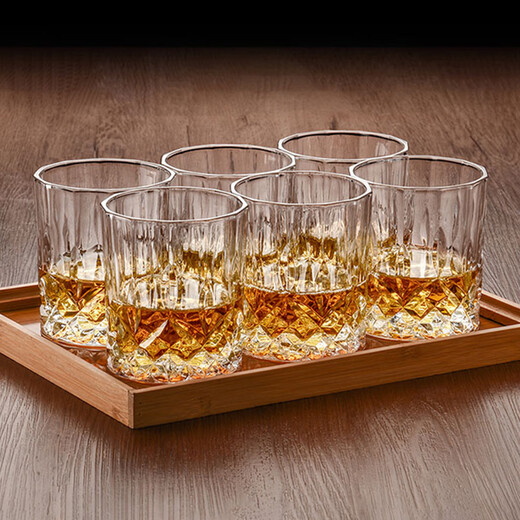 CLITON glass whiskey glass thickened carved European spirit glass foreign wine glass household water glass set 6 pieces