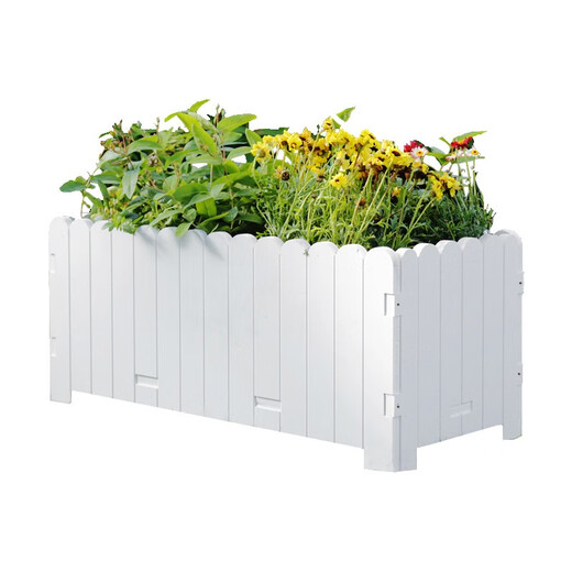 Flower box outdoor courtyard balcony vegetable planting plastic anti-corrosion flower trough extra large rectangular fence custom planting box white length, width and height 96*35*30cm