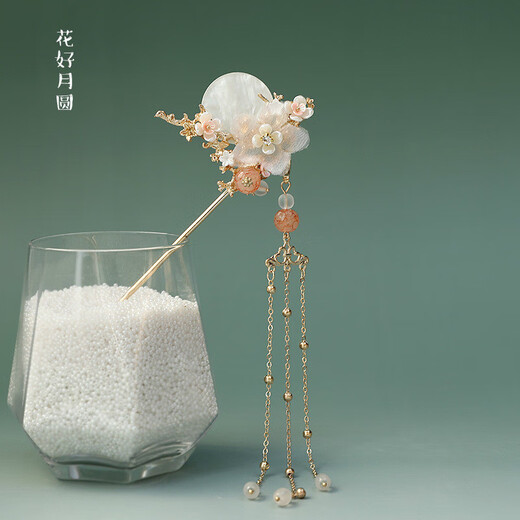 Wanbaozi Hanfu headwear, tassels, ancient style hair accessories, ancient hairpins, full set of super fairy costume accessories, hair crown, hair crown + pair of hairpins + ear hooks