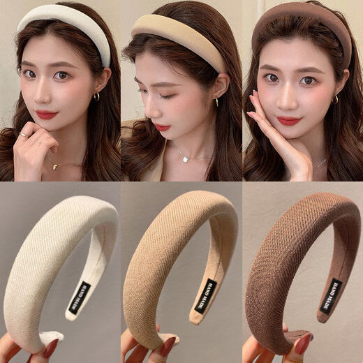 Mengkuan Internet celebrity 2024 new autumn and winter sponge headband high skull pressure hair headband female hairpin high-end headwear milky white