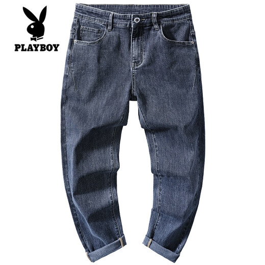 Playboy Jeans Men's Spring and Autumn Style Fashion Brand Loose Conical Harem Pants 2023 Autumn Stretch Straight Casual Long Pants 6621 Blue 29