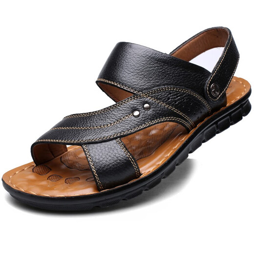 
Yichi sandals men's beach shoes men's father's shoes middle-aged and elderly sandals men's shoes two-wear shoes men EC12129 black 46