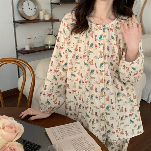 猫人韩系博主风睡衣长袖女春秋夏季2025年新款可爱外穿家居服 XDD#1421 L 建议100-120斤