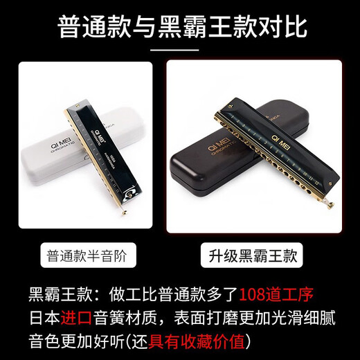 奇美半音阶口琴成人儿童初学演奏12孔/16孔口琴 16孔 C调 银色