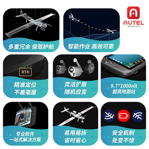 
Daotong intelligent drone Longyu Lite/Pro fixed-wing aircraft industrial grade 30-kilometer map hybrid optical zoom Security power inspection engineering surveying and mapping Daotong Longyu Pro four-light L50T-(50 times optical change + thermal imaging + ranging + wide angle)