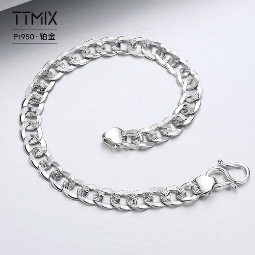 TTMIX platinum glossy car flower tank bracelet men's atmospheric boss chain PT950 hand jewelry 13.32g 17.0cm thick 5.8mm