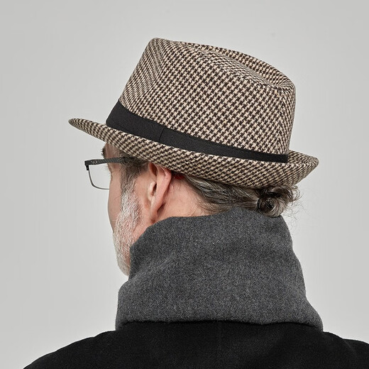 SOMUBAY middle-aged and elderly men's top hat autumn and winter thin retro jazz hat four seasons dad gentleman hat Shanghai beach hat men's coffee one size 56-58CM