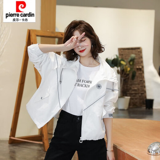 Pierre Cardin Lined 2026 New Spring and Autumn Women's Korean Style Jacket Small Fragrance Fashion Versatile Loose Short Jacket Ins White M Recommended 102Jin Jin equal to 0.5kg or less