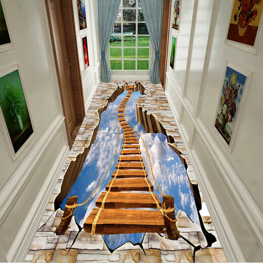 3D vertigo carpet can be cut, 3D thrilling corridor aisle carpet, long stairway carpet, fully covered custom door mat, seven stones, 40*60 cm, rectangular