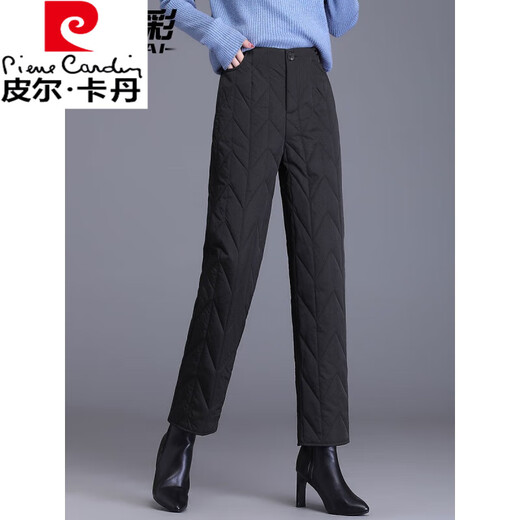 Pierre Cardin Middle-aged and Elderly Down Pants Women's Winter Outerwear Thickened Warm Cotton Pants 2025 New Mom Straight Casual Long Pants Khaki XL 115-125Jin Jin equals 0.5 kg
