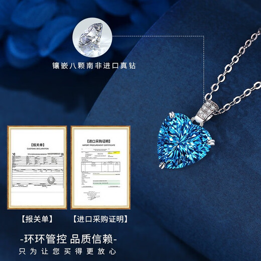 Duofei French brand light luxury 5 carat millennium gemstone necklace Christmas birthday anniversary gift for girlfriend and wife 8 diamonds + natural topaz necklace can be engraved