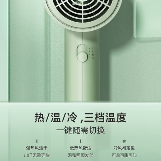 飞科吹风机家用负离子护发大风力学生用电风筒20000转吹风筒宿舍店铺 清野绿1800w-FH6296