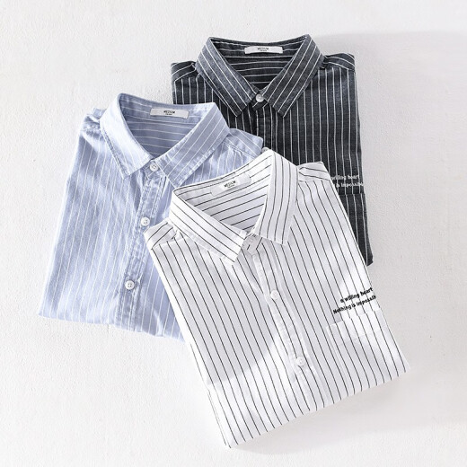 Gosejue Sommer lässiger kurzärmeligte Hemd Herrenlose Hemd Neue Männer literarische Hemd-Basis-Hemd 9721 White XL