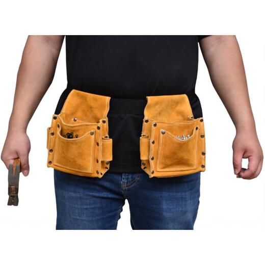 Sailotou Nail Pocket Construction Carpentry Nail Bag Wear-resistant Belt-type Waist Bag Nail Bag Multifunctional Waist Pocket Worker Yellow Upgraded Double Pocket Enlarged Nail Pocket