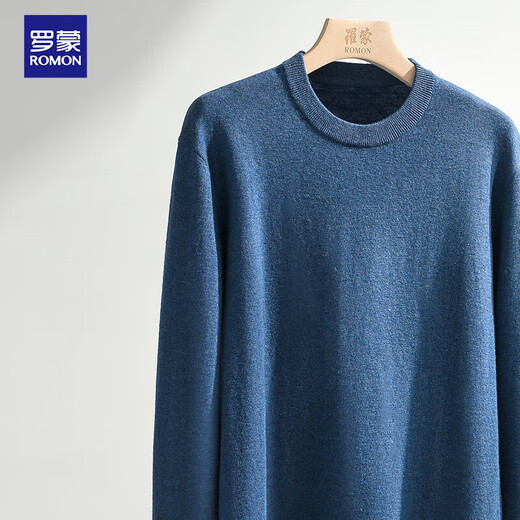 Romon [100% Wool] Pure Wool Sweater Men's Autumn and Winter Round Neck Sweater Men's Thin Pullover Bottoming Sweater Men's Clothing