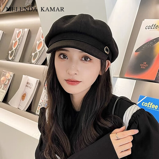 MELENDA KAMAR贝雷帽子女秋冬季八角帽复古显脸小画家帽轻奢新年礼物送女生礼盒 咖色