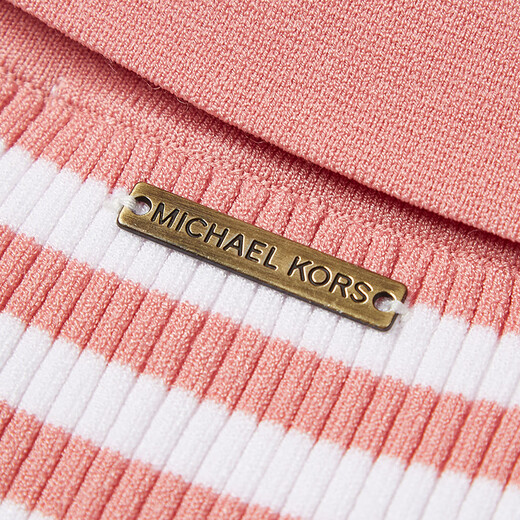 
MICHAEL KORS MK Women's Polo Collar Striped Knit Pink/White 691 S S