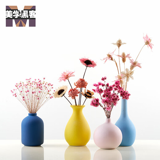 Aesthetic Hacker Dried Flower Bouquet Morandi Vase Nordic Dried Flower Decoration Table Ornaments Fresh Flower Arrangement Bedroom Forest Dried Flower Small Bouquet Complete Set with Bottle