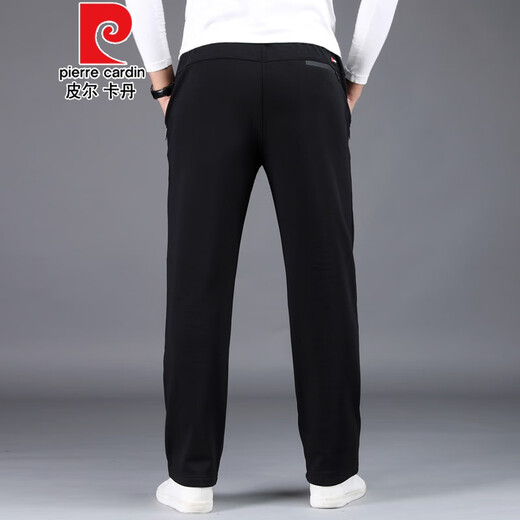 Pier Cardin (Zhengui Zongxiang) Reine Baumwollsporthosen für Männer im Herbst und Winter Dicke, lose geraden Strickhosen Cotton Cason Long Hosen Stricker und Herbststil: Schwarz ZP9928 2xl