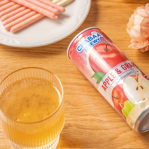 Pattaya juice drink imported from Thailand, Chaba fruit chewy red apple and white grape, full box 230ml*24 cans
