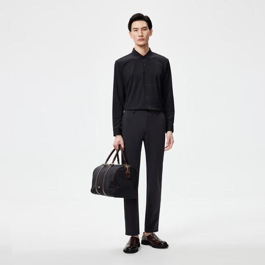 Jinba Men's Clothing [360 Fun] 2025 Automne et hiver à manches longues Coton Coton Twill BCBR3527 Black S (165)
