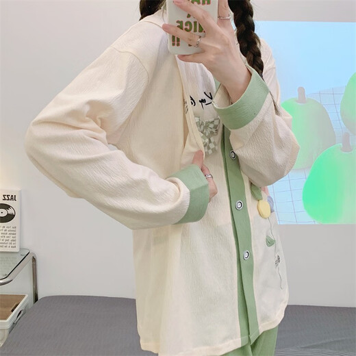 OULUXI Couleur solide en tissu ridé de coton Vêtements de confinement printemps et automne Pyjamas enceintes en été en été respirant absorbant la transpiration et code d'allaitement post-partum axxe724 Code xl de nœud concentrique (recommandé 115-135jin [Jin est égal à 0,5 kg]))