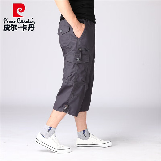 Piercardian European und American Work Clothes Cropped Hosen für Männer mit mehreren Taschen 7-Punkte-Hosen für Männer mit mittelgroßen Hosen Shorts für Männer reine Baumwollhosen für Männer 0036 Navy L schlägt 125 bis 140 Jin vor [Jin gleich 0,5 kg]