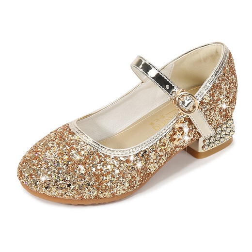 SANGJI girls princess shoes dress silver performance crystal shoes summer children high heels model catwalk performance leather shoes silver size 33