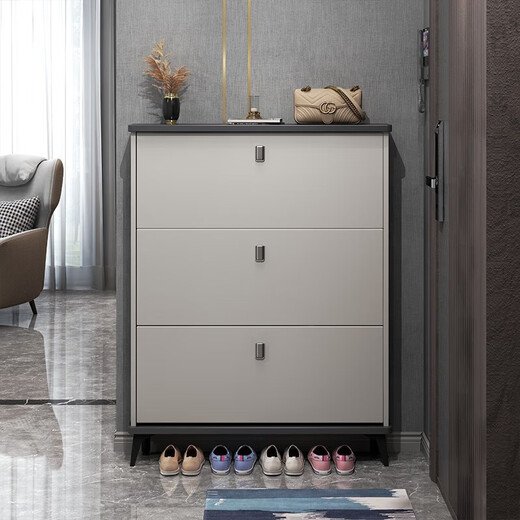 Magnificent shoe cabinet ultra-thin 17cm entry door home entrance multi-layer door large-capacity tipping bucket storage shoe rack gray 50 long * 17 thick * 118 shoes can be placed at the bottom