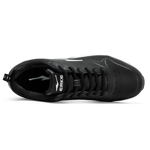 Hongxing Erke Hombres, zapatos deportivos, zapatos de cojín de aire de cuero ligero, zapatillas de carrera acolchadas 51116420066 Negro 39