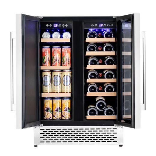 Bacchus wine cabinet embedded thermostat wine cabinet home refrigerated wine cabinet tea cabinet beer sparkling wine champagne Remy Martin small bar double door simple air-cooled frost-free YC-120 flat black glass door 120L