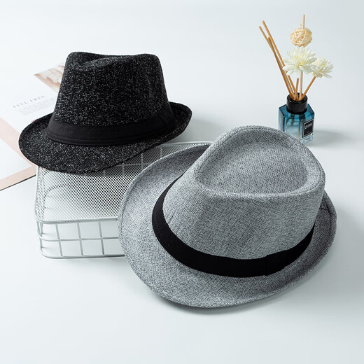 BILLSURF British Jazz Top Hat Men's Outdoor Casual Versatile Breathable Gentleman Top Hat Women's Retro Hat Performance Hat Men's Light Gray One Size 56-58cm