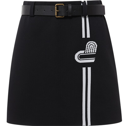 Dzzit Frühlings- und Sommer Neuer Retro Sportkontrast Design Wollpullover Rock Kurzrock Frauen 3H1E7031A Schwarz XS