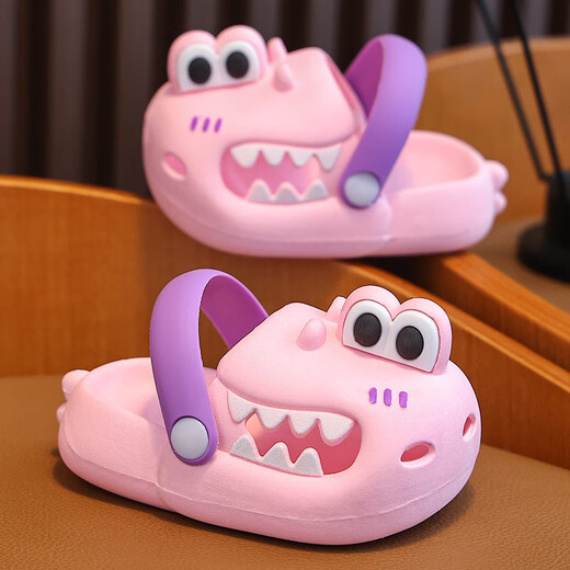 Gesufan children's slippers summer new small dinosaur cartoon non-slip soft bottom children's indoor home boys' children's slippers green 26/27 inner length 17 suitable for feet 16 cm long
