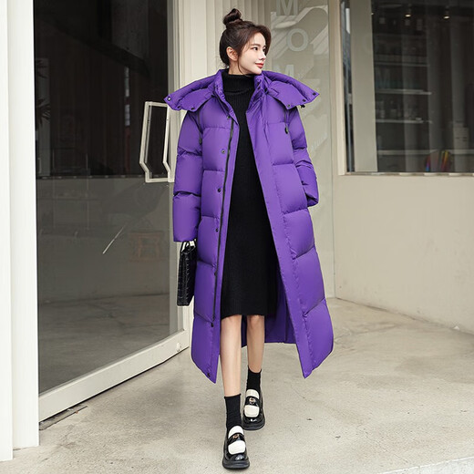 Duck (yaya) Veste à bas de froid extrême hors saison pour les femmes en hiver à capuche à longs genou épaissis épaissis à l'épaississement du froid nord-est [320 g de velours] beige (chapeau peut être détaché) l 165