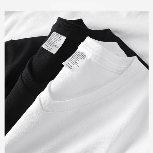 Romon Japanisch 270 g schweres V-Ausschnitt Kurzärärmelte T-Shirt für Männer Sommer reines Baumwoll-Huhnherzkragen Basishemd Lose halbärmelig T-Shirt Black 3xl 180-210jin [Jin ist gleich 0,5 kg]