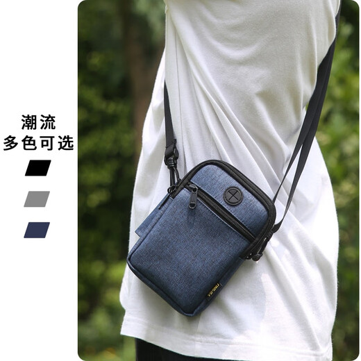 Lucifer multifonctionnel mini sac de passeport à col licou mini sac à bandoulière hommes et femmes sac de documents décontracté sac de téléphone portable porte-monnaie L661 bleu