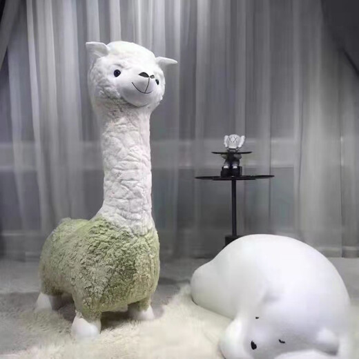 Restez mignon alpaca Mount Doll Tabinet Poupée d'animaux avec roues GRANDS ADULT PLUSH TOUEUR ANNIVERSAIRE DES FEMMES MIGLE PINK DETACKABLE 1.12M