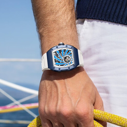 Bugatti (Bonest Gatti) Watch Herren Deutsche Mechanik Uhr Vollautomatisch hohle wasserdichte leuchtende Barrel Licht Luxus Männer Uhr 9902 Flamme Rot