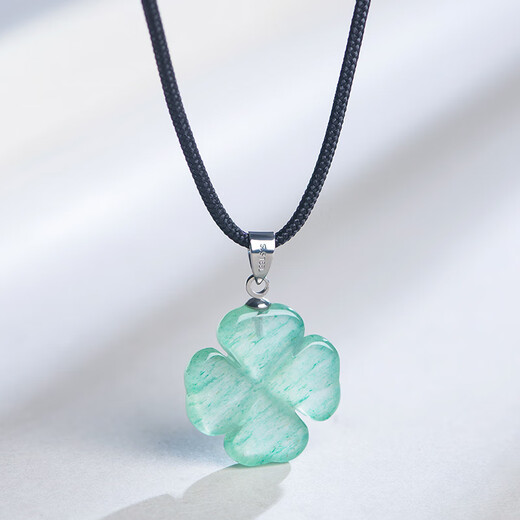 Istone green aventurine lucky four-leaf clover pendant crystal necklace new Chinese style birthday gift for girlfriend