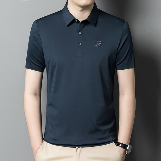 阿尼司伦轻奢贵族短袖t恤衫男夏季薄款纯色时尚休闲百搭半袖上衣体恤男 9859浅蓝色 2XL 185码【建议165-180斤】