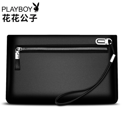 花花公子（PLAYBOY）男士手包大容量钱包商务休闲手拿包男包多功能信封包手抓包手夹包 时尚黑色【大容量】