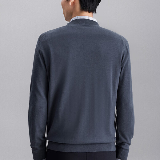 Announcement bird round neck pure wool sweater casual men pullover long sleeve base knitted sweater EBY233011U gray 50
