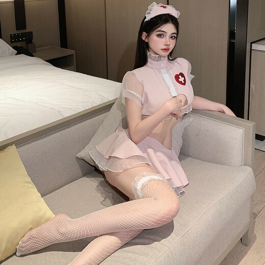 
Sexy lingerie sexy nurse cos role-playing uniform temptation free from passion pure desire set 9926 pink nurse suit one size 90-120