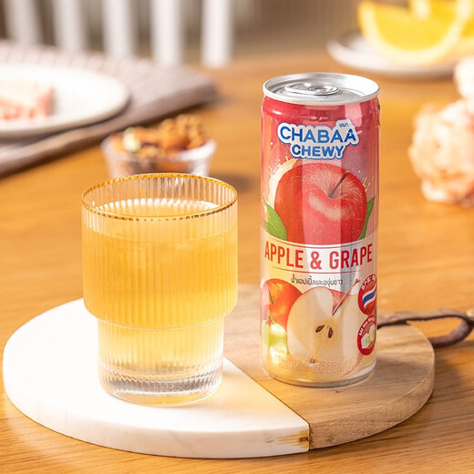 Pattaya juice drink imported from Thailand, Chaba fruit chewy red apple and white grape, full box 230ml*24 cans
