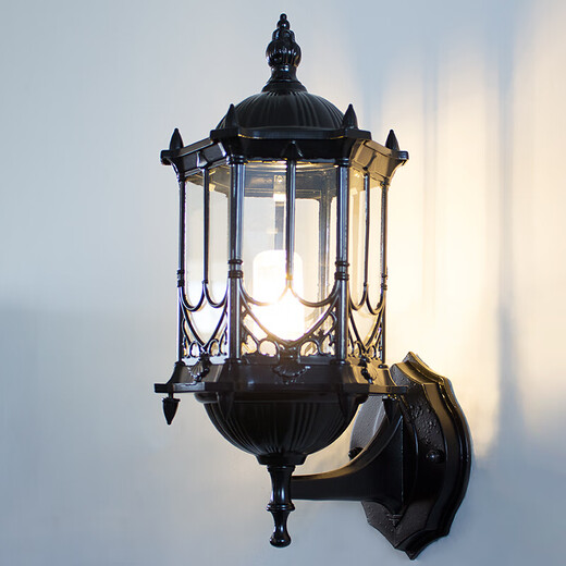 Outdoor wall lamp waterproof European retro balcony garden lamp American aisle staircase outdoor pastoral LED wall lamp black craft wall lamp