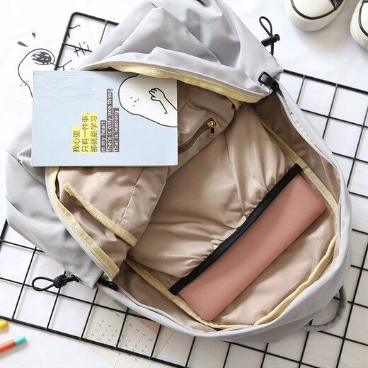 Double Star Schoolbag Junior High School Female Backpack High School College Student Backpack Male Large Capacity Leisure Travel Sports Waterproof Black with Duck Pendant