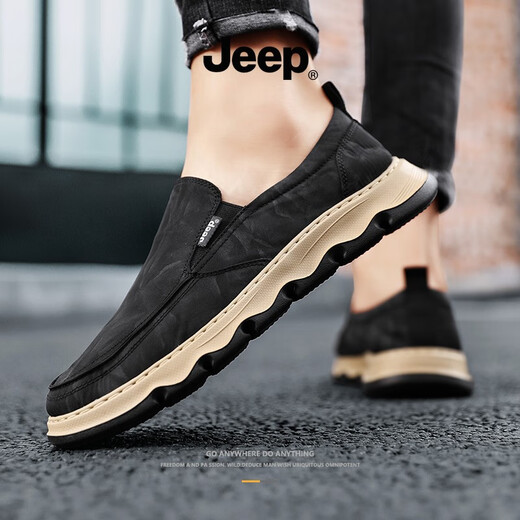 Jeep Men's Shoes Summer 2025 Nuevos zapatos de lienzo para hombres de suela suave y transpirable para hombres, zapatos de hombres perezosos modernos 39